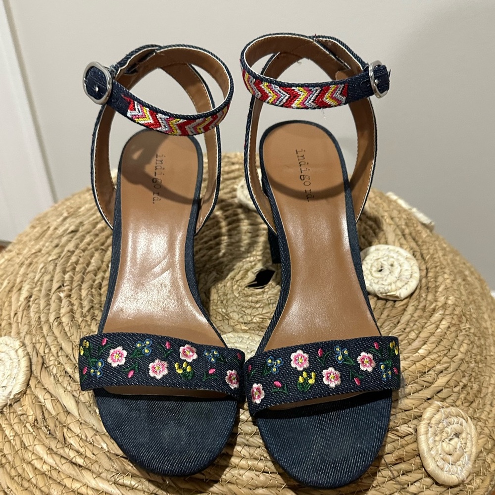 Indigo road embroidered heels